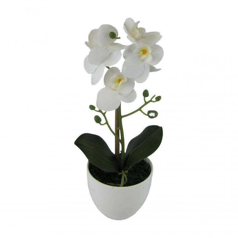 Sztuczny storczyk w doniczce 37cm biały (5 szt.)
